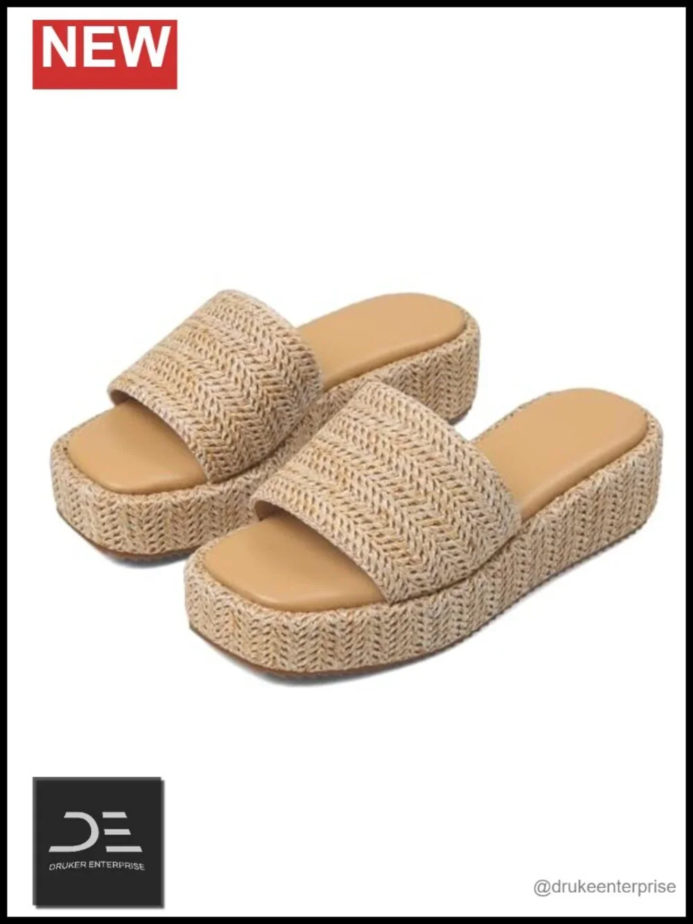 Tall Heel Platform Wedge Sandals with Raffia Woven Upper - Dressy Vacation